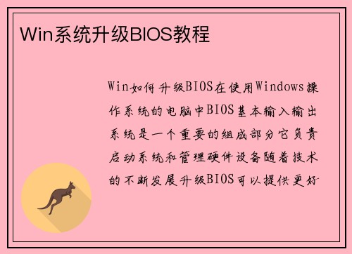 Win系统升级BIOS教程